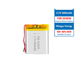 3.7 V Li-ion Battery 553035-600mah